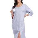 EA'S SECRET 100% Cotton Robe for Women Summer Short Sleeve Zip Front Robes Comfy Soft Womens Cotton Housecoat(Grey,XL)