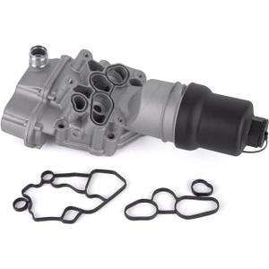 Aluminium Oil Filter Housing for Volkswagen Passat GTI 2006-2008 Eos 2007-2009 Jetta 2007-2008 Golf 2013 for Audi A3 2006-2008 A4 Quattro 2005-2009 TT Quattro 2009-2011 2.0L Replaces 06F115397K