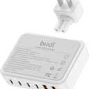 Flat Wall Charger, 60W Charging Station Slim USB Wall Charger, Fast Charging Block Type-C for iPhone 16/15/14/13/12/11/Pro Max/XS/XR (6-Port)