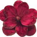 M2cbridge Christmas Velvet Flower Magnolia Flowers Artificial Poinsettia Stems Wedding Party Decor,4PCS (Burgundy)
