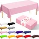 6 Pack Premium Disposable Plastic Tablecloth 54" x 108" Party Table Cloths Disposable for 6 to 8 Foot Tables Indoor or Outdoor Parties Birthdays Weddings Christmas Anniversary Buffet Table (Pink)
