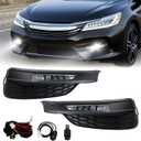 Led Fog Lights Compatible With 2016 2017 Honda Accord Sedan 4dr, Front Bumper Driving Fog Lamps With Switch And Wiring Harness (Clear Lens, 1 Pair)