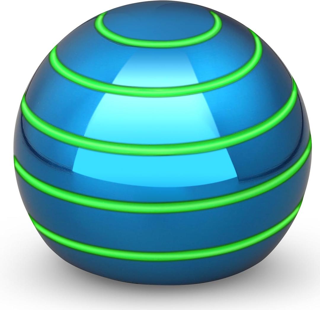 Luminous Desk Spinning Toys for Kids Adults, Metal Optical Illusion Fidget Spinner, Glow in The Dark Kinetic Sterss Ball, Stress Relief ADHD Gifts for Office Classroom Boys Girls Boyfriend (Blue)