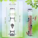 Metal Bird Feeder Tube Hanging Wild Bird Seed Feeder Aluminum Six Port Bird Feeders,1.4 mm Extra Thick Solid Tube Transparent with Steel Hanger Great for Attracting Birds (Grey 2PK)