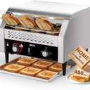 PYY Commercial Conveyor Toaster 450pcs/h - Electric Conveyor Belt Toaster for Toast, Bun, Bagel, Bread, Heavy Duty Stainless Steel Toaster Oven for Restaurant, Bakery, Buffet Use