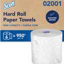 Scott Professional High-Capacity Hard Roll Paper Towels, Bulk (02001), Hardwound, Elevated Design, Absorbency Pockets, White, for ScottBrand Purple Core Dispensers (6 Rolls at 950' Each, 5,700'/Case)