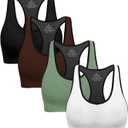 Racerback Sports Bras for Women with Pads - High Impact Athletic Tank Tops for Yoga and Workout Brassieres Bra, Size: L
