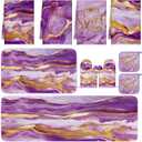 Fourluoo 10 Pcs Kitchen Dish Towels Rugs Oven Mitts and Pot Holders Kit Farmhouse Kitchen Decor Set Gloves Vintage Potholders for Baking Cooking Chef(Purple,Modern)