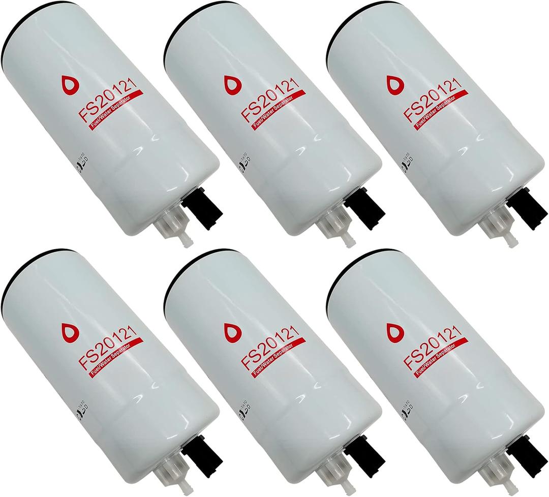 FS20121 Fuel Water Separator Cartridge Filter Compatible with Cummins L9, B6.7, Stage V QSB/QSL engines, Replaces 5444245 5528103, Spin-on,10-Microns, 6PCS