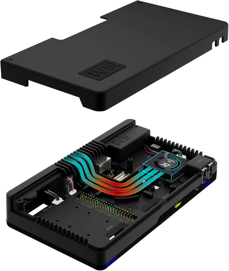 Argon ONE V5 Case Only for Raspberry Pi 5 | Raspberry Pi 5 Aluminum Case, Expandable up to Dual M.2 NVME Drives, Built-in DAC with Microphone, Dual HDMI Port, 30mm Fan