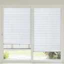Threehoney 2 Pcs 35 x 110 Inches Temporary Blinds No Tools Cut to Size Fabric Paper Shades Adhesive Privacy Blinds for French Door Sliding Door Window Light Filtering Pleated Shades