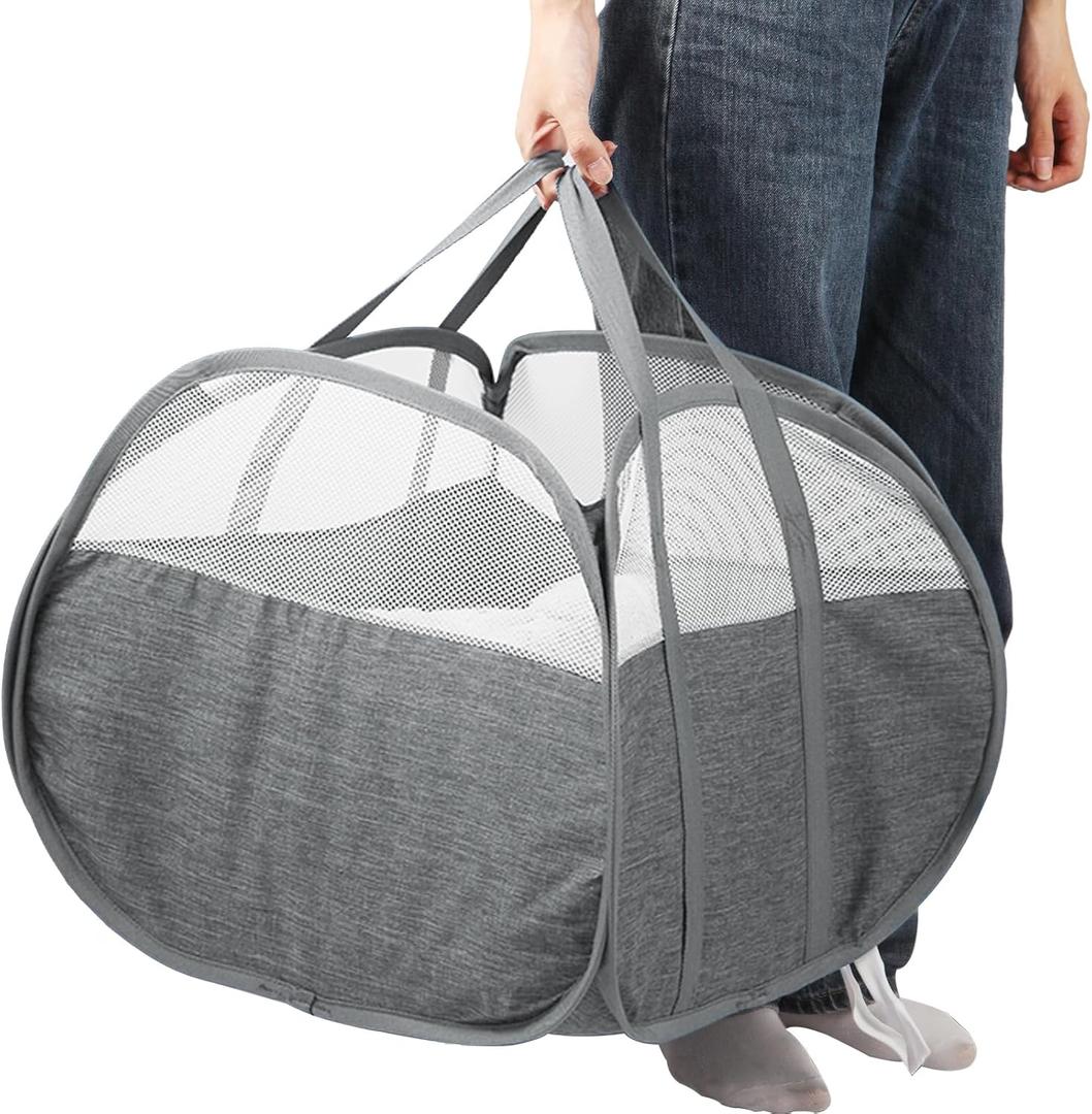 Collapsible Laundry Baskets, 90L Large Foldable Laundry Basket, Tear-proof Pop Up Hampers for Laundry, Dirty Clothes Laundry Hamper for Bedroom, Bathroom, Dorm, Laundry Room, Travel or Camping Grey (Gray)