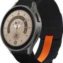 Nylon Loop Elastic Bands Compatible with Samsung Galaxy Watch 3 45mm Band/Galaxy Watch 46mm/Gear S3 Frontier, 22mm Sport Smart Watch Bands Adjustable Quick Release Straps for Women Men. (Black)