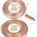 waltyotur Upgraded Flexible 25 Ft. 1/4 & 3/16 Brake Line Tubing Kit Copper Plating Tube Roll (Includes 16 & 16 Fittings)