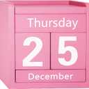 Pink Desk Calendar Wooden Block Perpetual Calendar Cute Pink Room Office Desktop Accessories for Women Bedroom Valentine's Day Mother's Day Girls Birthday Party Gift