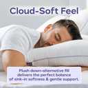 Mellow Hotel Pillow Waterproof & Stain-Resistant Down-Alternative Bed Pillow, Hypoallergenic Oeko-TEX Cover, Machine Washable, Stays Fluffy, Support for Side/Back/Stomach Sleepers (Standard)