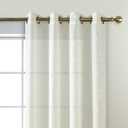 MIUCO Floral Embroidered Semi Sheer Curtains Polyester Grommet Curtains for Girls Room 52 x 84 Inch Set of 2, Off White