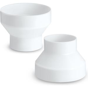 Therwen 2 Pcs 6 to 4 Inch Duct Reducer Increaser ABS Air Duct Adapter Fan or Dryer Vent Adapter Havc Pipe Connector for Inline Ventilation System, 150 mm to 100 Mm, White