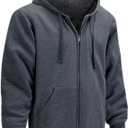 Hoodies for Men Heavyweight Sherpa Fleece Lined Sweatshirt Full Zip Up Thick Winter Coats Hooded Warm Jacket (Gray)