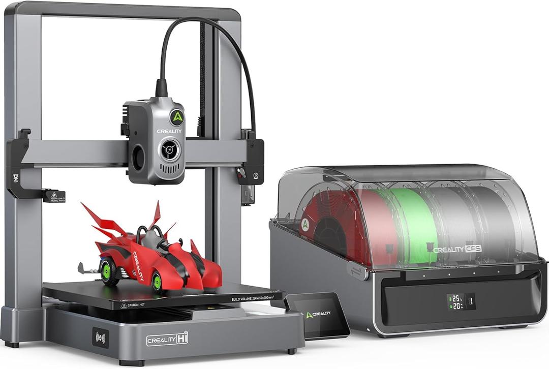 Creality Hi Combo 3D Printer, Multi Color 3D Printer with CFS, 500mm/s High Speed Auto-Leveling Automatic Filament Reading Clog-Free Extruder 95% Pre-Assemble All-Metal Body 10.2410.2411.81inch