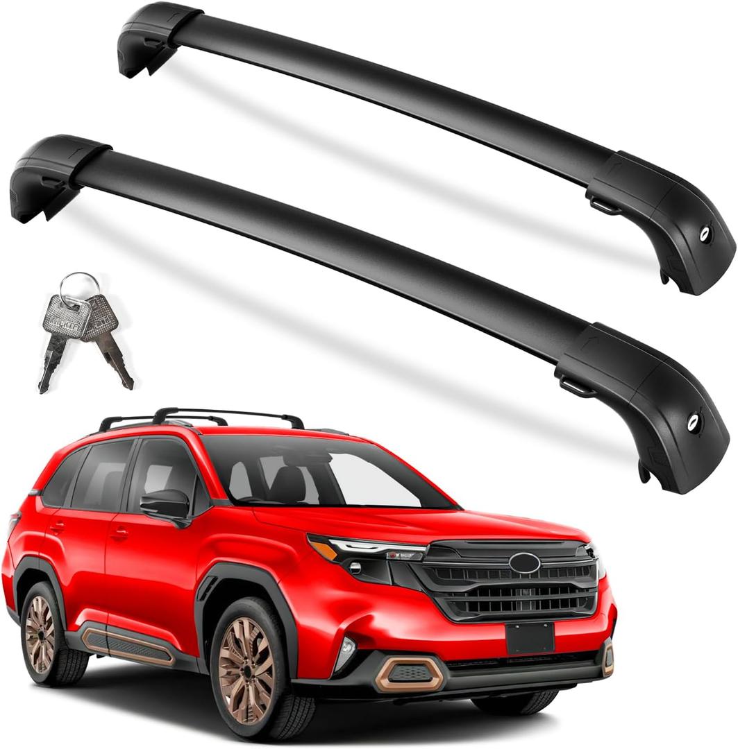 KINGGERI 300lbs Roof Rack Cross Bars Compatible with 2025 2026 Subaru Forester Sport/Touring Hybrid (Not for Raised Rails), Lockable Heavy Duty Aluminum Roof Rails Crossbars Kayak Luggage Accessories