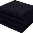 Homaxy 100% Cotton Waffle Weave Kitchen Dish Towels, Ultra Soft Absorbent Quick Drying Cleaning Towel, 13 x 28 Inches, 4-Pack, Black