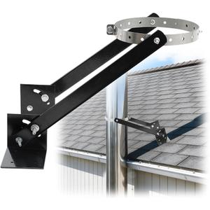 8" Chimney Pipe Support Bracket, Adjustable Fireplace Pipe Wall Bracket, Stainless Steel Stove Pipe Hanger for 8-10 Inch Double Wall Pipes