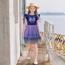 LQSZ Girls Tulle Dresses Princess Flutter Sleeve Tutu Dress for Toddler Girl 3-12 Years (Purple)