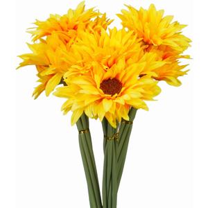 18pcs Sunflowers Artificial Flowers with Long Stems for Indoor Outdoor DIY Wedding Bouquets Baby Shower Centerpieces Floral Arrangements Party Tables Home Decor and Garden Kitchen Office Decorations (Yellow)