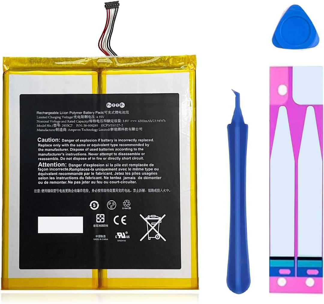 Battery for HD 10.1 9th 7th Generation 58/000/280 58/000/187 26S/1015/A 295/5C7 SL0/56ZE M2V/3R5 with Repair Tool Kit