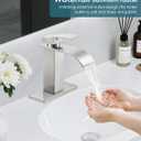 Bathroom Faucets Brushed Nickel Waterfall Bathroom Sink Faucet Modern Single Handle Bathroom Faucet for 1 or 3 Hole Mxier Tap Washbasin Faucet with Deck, Pop-up Drain and Supply Hoses