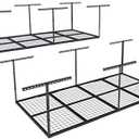 FLEXIMOUNTS 4x8 Overhead Garage Storage Rack, Adjustable Organization System, Heavy-Duty Metal Ceiling Racks, 2 pack, Black, Classic Series