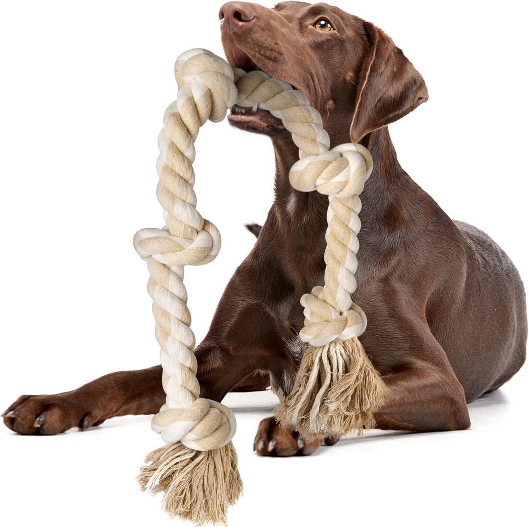 Fida Dog Rope Toys for Large/ Medium Aggressive Chewers, Tough Cotton Chew Toy, 3 Feet 5 Knots Indestructible, Tug of War Dog Pull Rope Teeth Cleaning