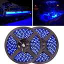 Marine Led Strip Lights, Pontoon Light Strip for Jon Bass Boat Sailboat Kayak, Marine Led Lights for Boats Deck Light Light Courtesy Interior Lights Fishing Night, 12v, 10m(32.8ft), Blue