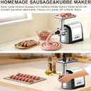 Electric Meat Grinder, 2600W Max 3-IN-1 Heavy Duty Sausage Stuffer with Sausage tube & Kubbe Kit, 3 Grinding Plates 2 Blades for Home Kitchen & Small Commercial Use, Stainless Steel