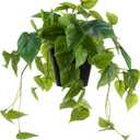 Artificial Scindapsus Aureus, Realistic Fake Plant with Plastic Pot for Home Office Garden Decoration 1 Pack(8in H)