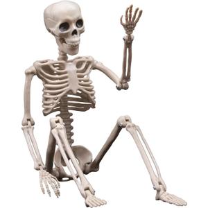 1PCS 16 Inch Height Spooky Posable Skeletons Toy for Halloween Decorations Outdoor Indoor Mini Small Skeletons Hanging Decor with Movable Joints Halloween Decor Party Accessories
