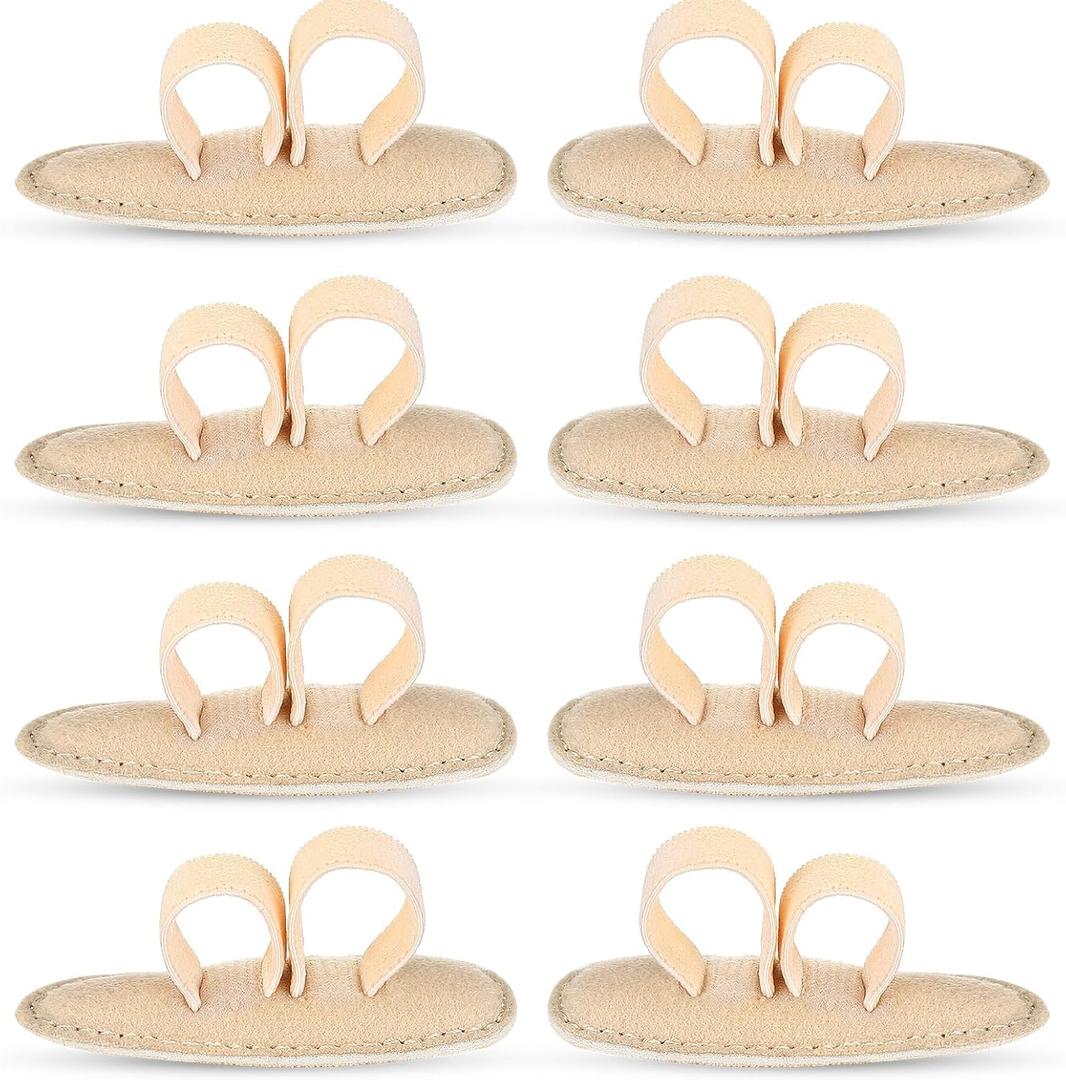 Woanger 8 Pcs Hammer Toe Crest Cushion Soft Straightener Buttress Pads Splint Reduces Pressure from Calluses and Hammer Toes, Medium, Right, Left (Two Toes,Beige)