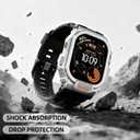 Rugged Metal Band Compatible with Apple Watch Ultra 3/2/1 Band 49mm, Shockproof & Scratch Resistant Bumper with Silicone Sport Band for iWatch (Titanium Black, 49mm - Ultra 3/Ultra 2/Ultra)