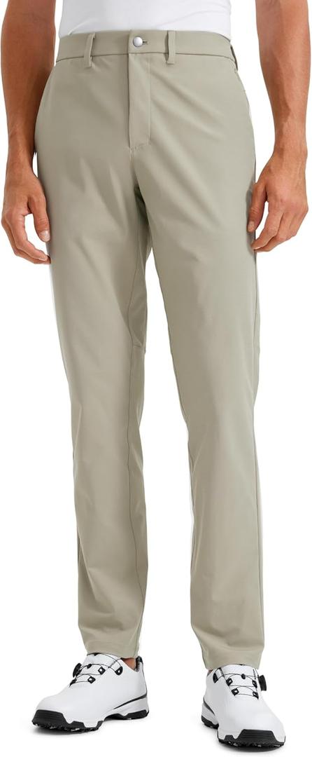 RZ YOGA Men's All Day Comfy Golf Pants - 30"/ 32"/ 34" Quick Dry Lightweight Work Casual Trousers with Pockets Khali Barley 32W x 34L