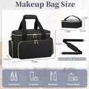 GDNasist Large Makeup Bag, Portable Travel Makeup Bag Organizer for Women Girls with 2 Removable Pouches & Detachable Dividers, Cosmetic Travel Bag, Toiletry Bag for Makeup and Hair Supplies Black