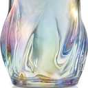 Whiskey Glasses Set of 2, Colorful Rock Glass, 8.5 OZ Drinking Glasses, Creative Twisted Crystal Old Fashioned Tumbler for Bourbon, Scotch, Cocktail, Tequila, Wine, Rum (Iridescence)