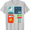 Funny Robot Costume for Halloween Party T-Shirt Silver Grey Small