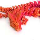 3D Printed Dragon - 24 inch Dragon Fidget Toy, Pearly Sheen Articulated Dragon, 3D Printed Gift for Birthday, Figurine Decor(Red Mix Gold