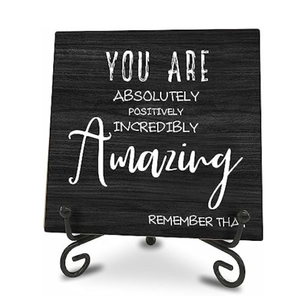 5" Inspirational Wooden Sign With A Hook - You Are Amazing - Natural Solid Pinewood Gift For Men & Women, Coworker Motivational Gift, Home & Office Wall Shelf, Desktop Decor & Gift - D09