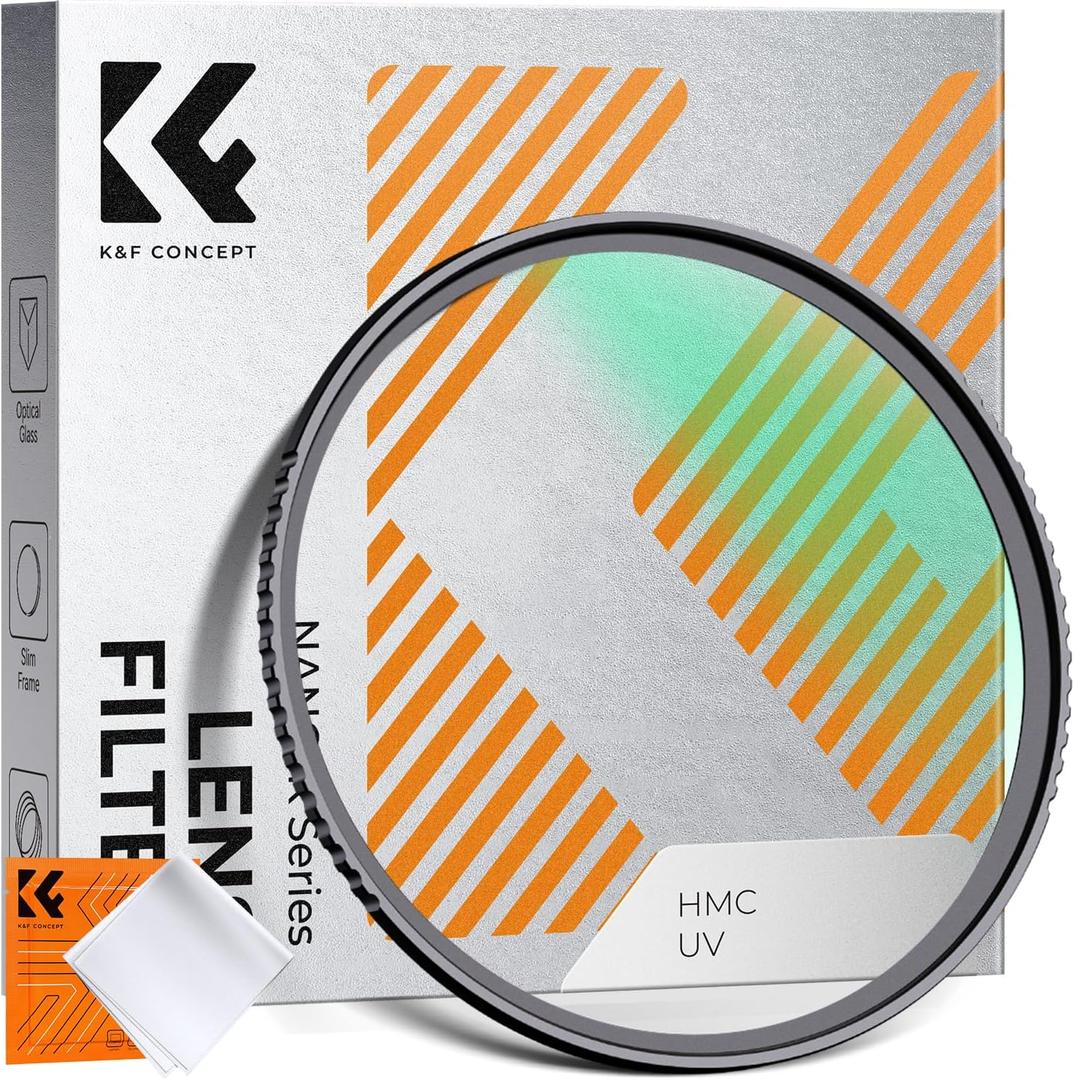 K&F CONCEPT 55mm MCUV Lens Protection Filter 18 Multi-Coated Camera Lens UV Filter Ultra Slim with Cleaning Cloth (K-Series)