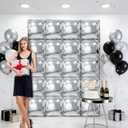 Metallic Silver Square Foil Balloons Wall Backdrop Chrome Silver Balloon Tunnel Garland Arch Kit for New Year Birthday Anniversary Bachelorette Engagement Bridal Shower Disco Party Decorations (20 PCS)