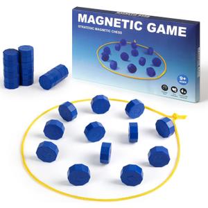 Magnetic Chess Game with 28 Full-Size Stones, Magnet Game with 3 String & Portable Storage Bag, Strategy Board Game for Family Game Night, Indoor Outdoor Use for Kids Adults