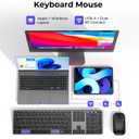 seenda Wireless Bluetooth Keyboard and Mouse Combo, SKM64-3 Rechargeable Slim Quiet Keyboard Mouse, 3 Multi-Device Connection, Compatible for Windows 11/10 PC Laptop Mac MacBook iPad, Black Gray