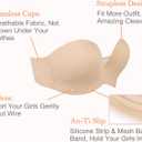 HACI Push Up Strapless Bra for Women Anti-Slip Padded Wireless Stay Put (Beige)